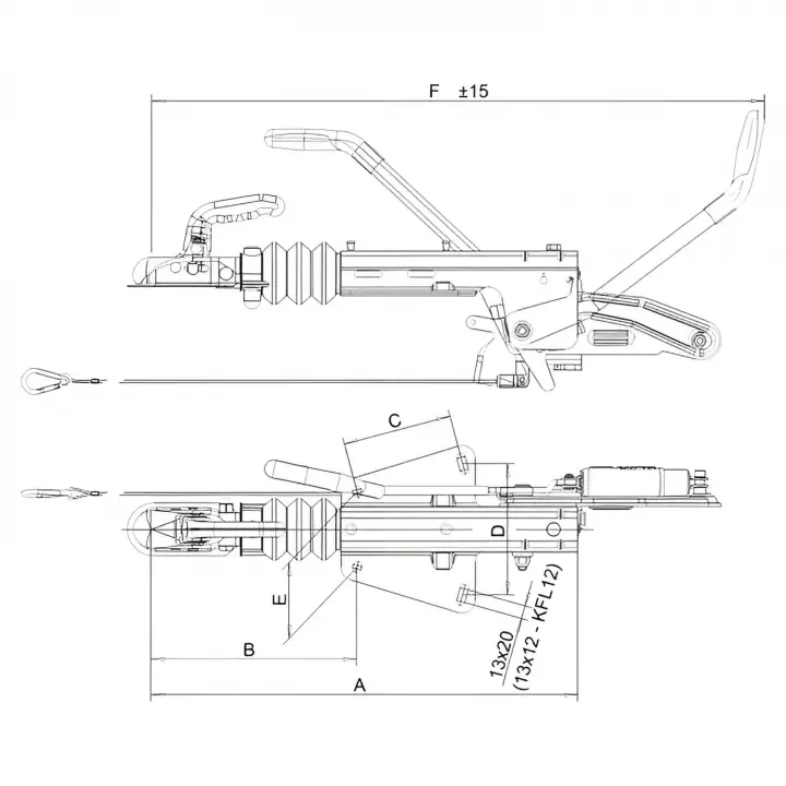 KNOTT 1100-2000 kg V Modeli Frenli Kaplin (Çeki Oku) K20-B N3