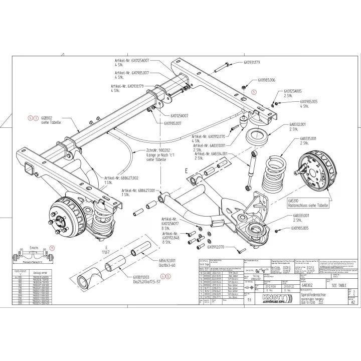 Knott 1350 kg Bağımsız Süspansiyonlu Dingil 1400 mm