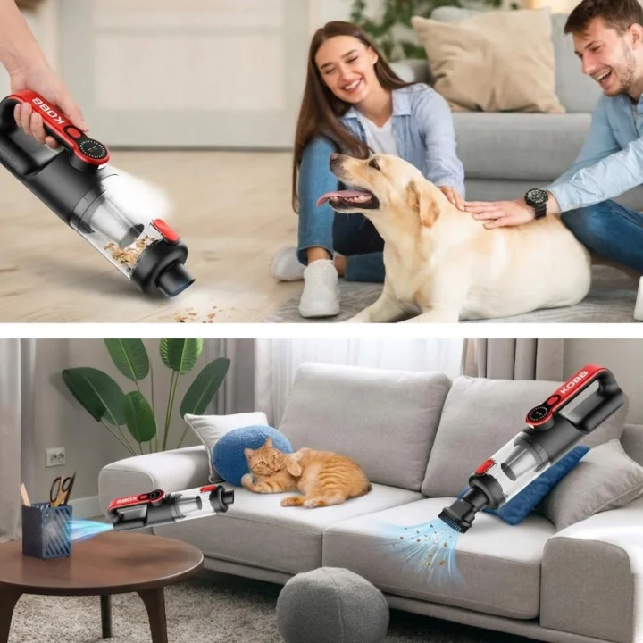 KOBB KBV20 12Volt/ Li-ion Şarjlı Kömürsüz Motor Hibrit Araç Süpürgesi + 8 Parça Aksesuar Seti + Taşıma Çantası