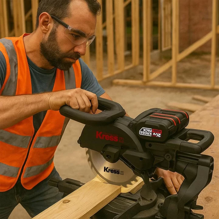 Kress KH483.9 40Volt 1400W 254MM Kömürsüz Kızaklı Bluetooth Bağlantılı Profesyonel Gönye Kesme (Akü Dahil Değildir)
