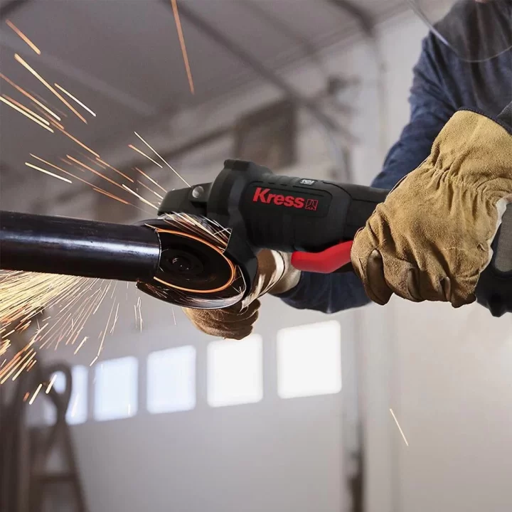 Kress KUH04.1 20Volt 5.0Ah. Li-ion Çift Akülü 125mm Kömürsüz Profesyonel Devir Ayarlı Alttan Tetikli Avuç Taşlama
