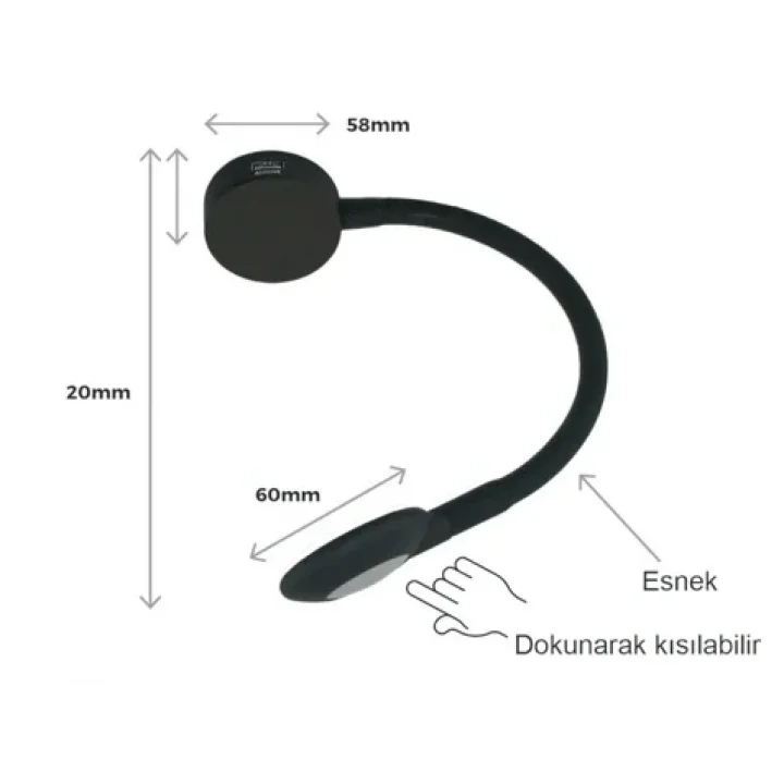 WESTACC 12V 2W Dokunmatik LED Karavan Okuma Lambası 2x USB 150 Lümen