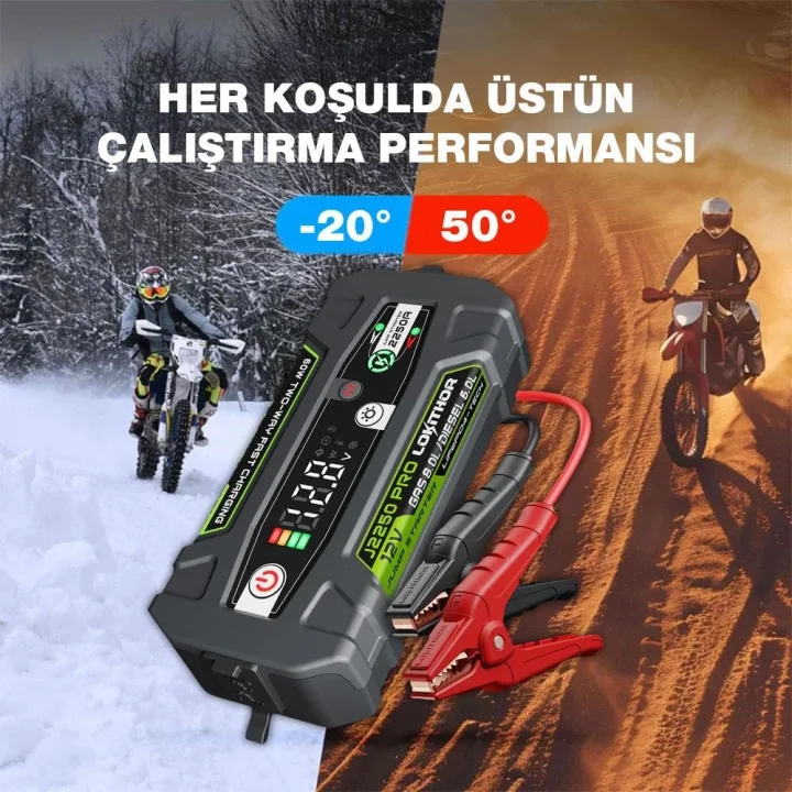 Lokithor J2250PRO 12V 2250Amp LiFePO4 Akıllı Akü Takviye + Powerbank + Led Lamba