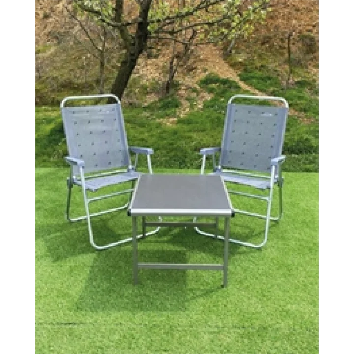 Mdf Katlanır Masa Küçük + 2 Plaj Sandalye Set