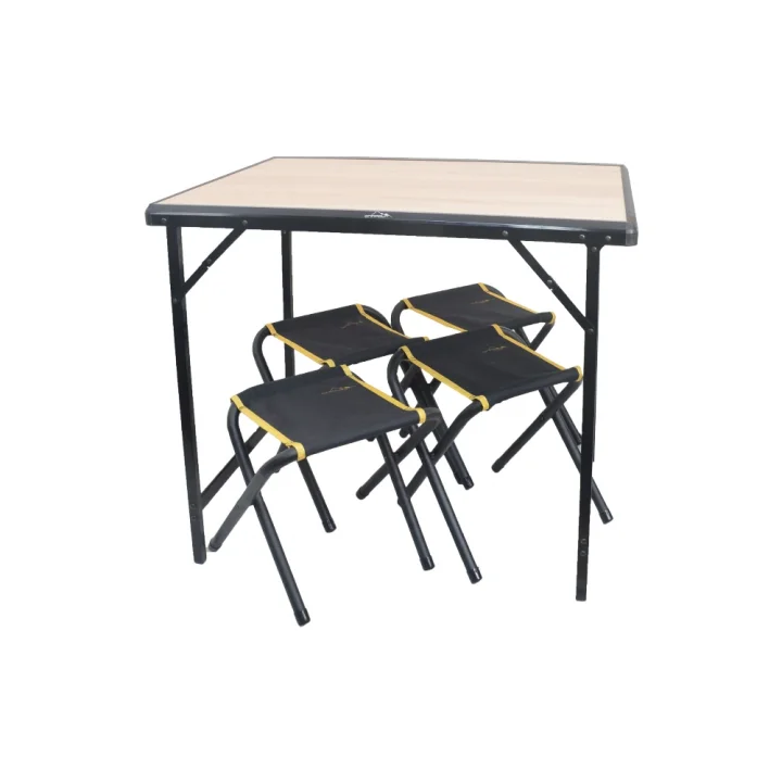 Mdf Katlanır Masa Küçük + 4 Katlanır Tabure Set
