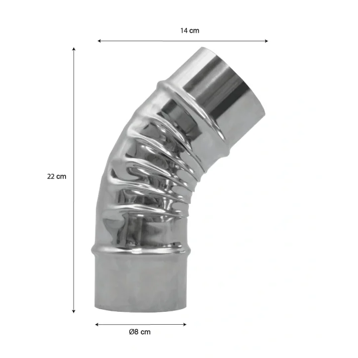 Nurgaz Paslanmaz Soba Dirseği 45 Derece