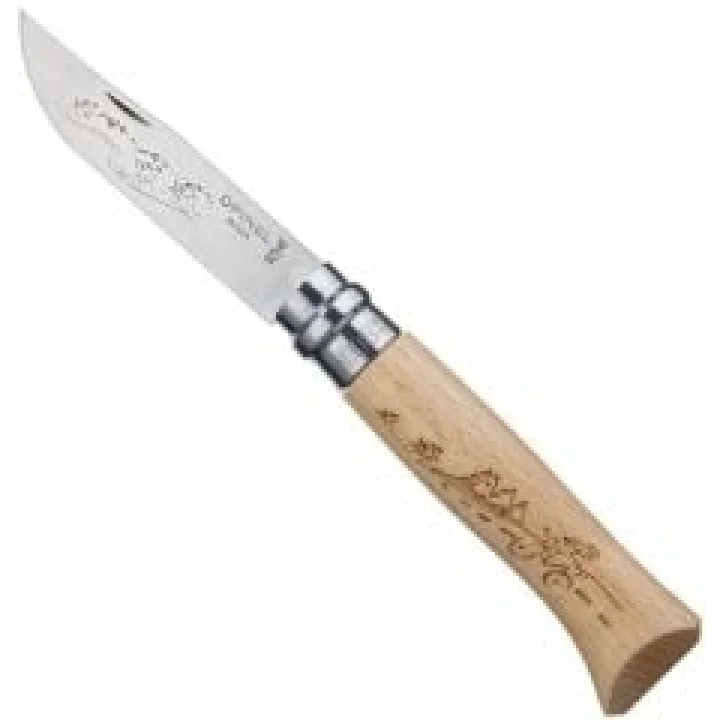 Opinel Inox Kayin Saplı 8 No İşlemeli Çakı (001790)