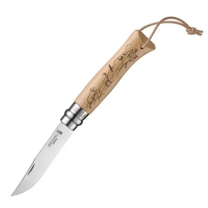 Opinel Inox Kayin Saplı 8 No İşlemeli Çakı (001641)