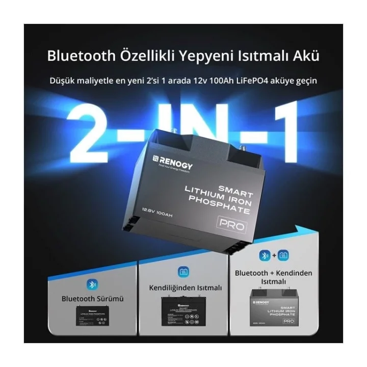 Renogy Akıllı Lityum Akü Pro Kendini Isıtmalı 200 Ah