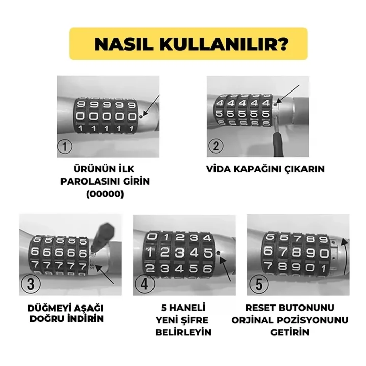 SUGA Römork & Karavan Şifreli Teker Kilidi 7–11 İnç Ayarlı