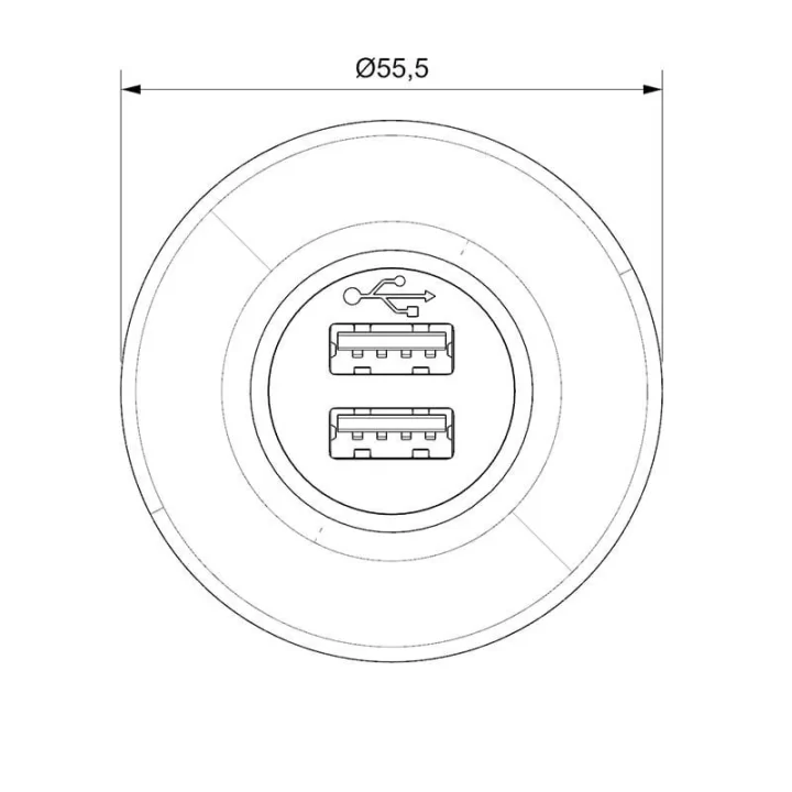 Sanel 12/24V USB Şarj Ünitesi Mavi Ledli (2,1A)