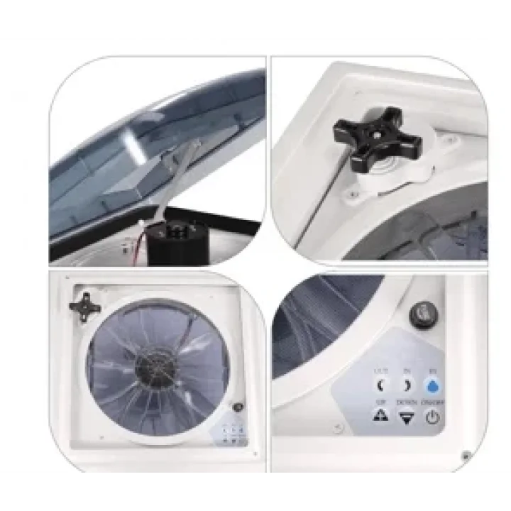 SUGA 40x40 cm Fanlı Karavan Heki 10 Kademeli LCD Kumandalı Yağmur Sensörlü