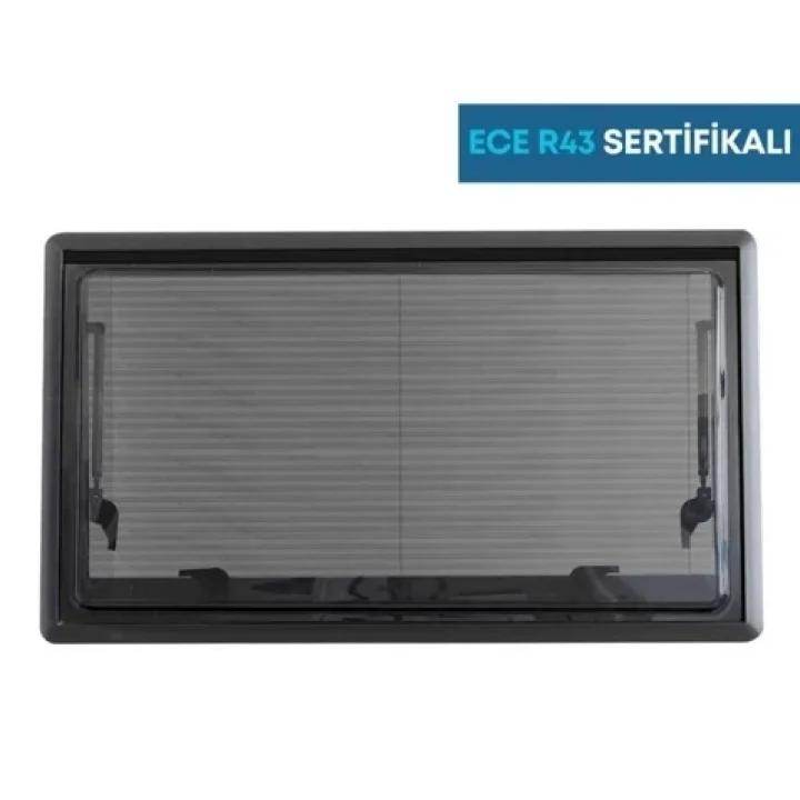 SUGA 50x35 cm Amortisörlü Karavan Penceresi Çift Akrilik Cam Sineklik & Güneşlik