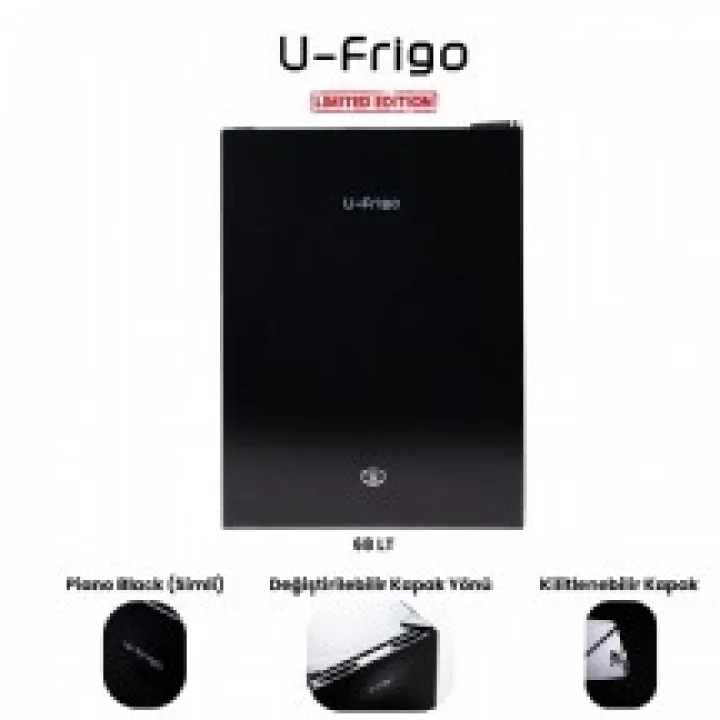 U-Frigo 68 Lt Limited Edition 12/24v Kompresörlü Buzdolabı Temperli Cam Kapak Siyah