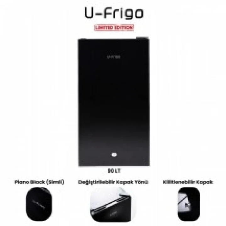 U-Frigo 90 Lt Limited Edition 12/24v Kompresörlü Buzdolabı Temperli Cam Kapak Siyah