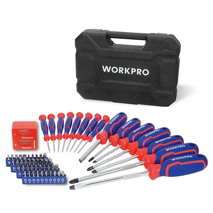 WORKPRO WP200518 56 Parça CR-V Manyetik Profesyonel Tornavida & Bits Uç Seti
