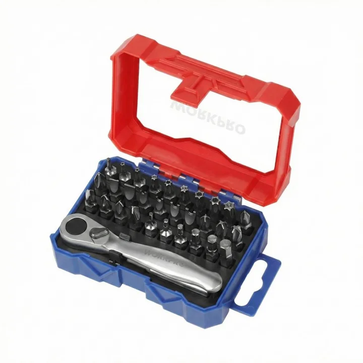 WORKPRO WP200534 32 Parça 1/4’ Profesyonel Mini Cırcır Lokma Kollu Bits Vidalama Seti