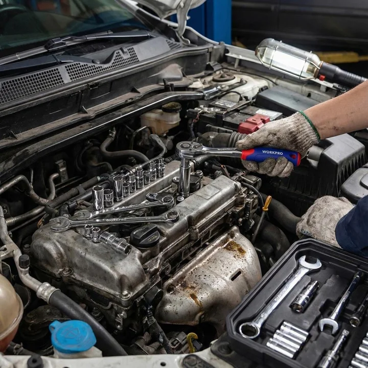 WORKPRO WP202528 3/8’’ Metrik/İnç 32 Parça Cr-V Profesyonel Lokma ve Kombine Anahtar Takımı