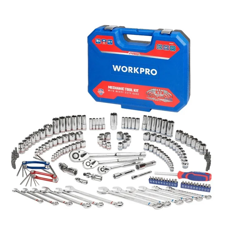WORKPRO WP202530 1/4’ 3/8’’ 1/2’ Metrik/İnç 164 Parça Cr-V Ağır Hizmet Lokma ve Kombine Anahtar Takımı