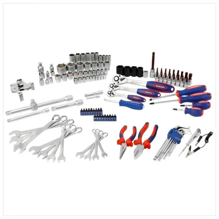 WORKPRO WP202533 1/4’ 3/8’’ 1/2’ 123 Parça Cr-V Metrik Ağır Hizmet Lokma ve Kombine Anahtar Takımı