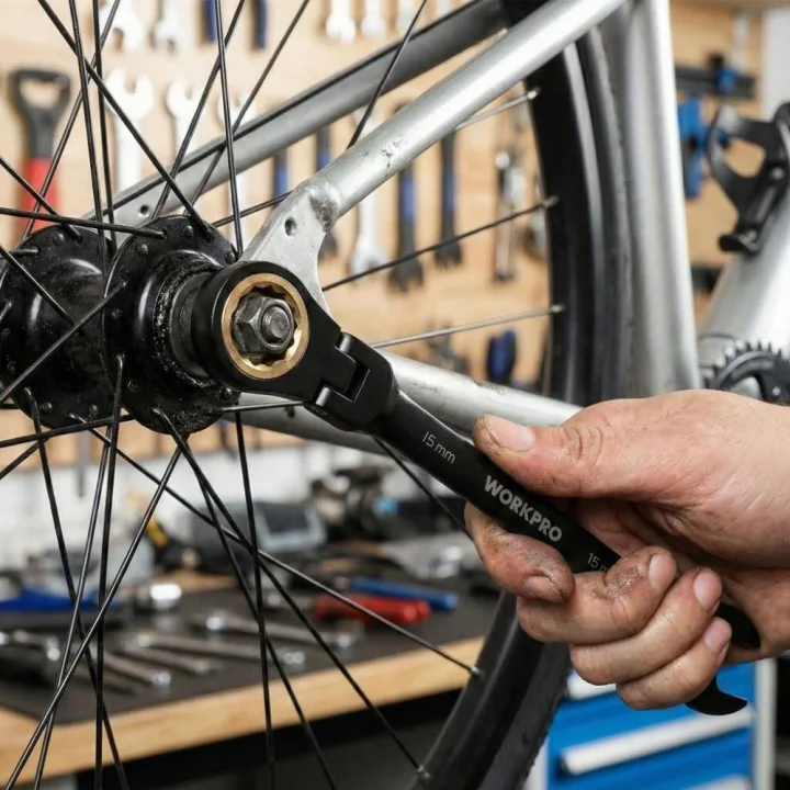 WORKPRO WP202603 8-17mm 8 Parça CR-V Profesyonel Mafsallı Cırcır Kombine Anahtar Takımı + Bez Taşıma Kılıfı