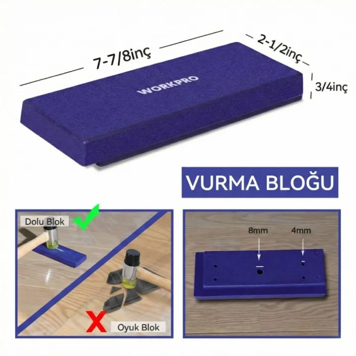 WORKPRO WP204302 33 Parça Laminant/Parke Ahşap Zemin Döşeme Montaj Seti