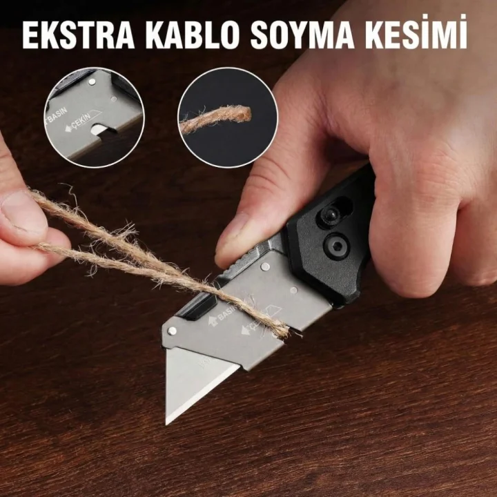 WORKPRO WP211035 Ağır Hizmet Çelik/Ahşap Gövde Katlanır Rötuş Maket Bıçağı + 11 Adet Yedek Bıçak