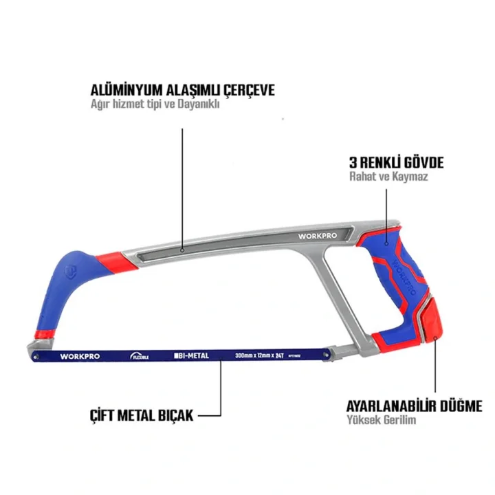 WORKPRO WP215027 300mm BI-METAL 24 TPI Ağır Hizmet Tipi Demir Testeresi