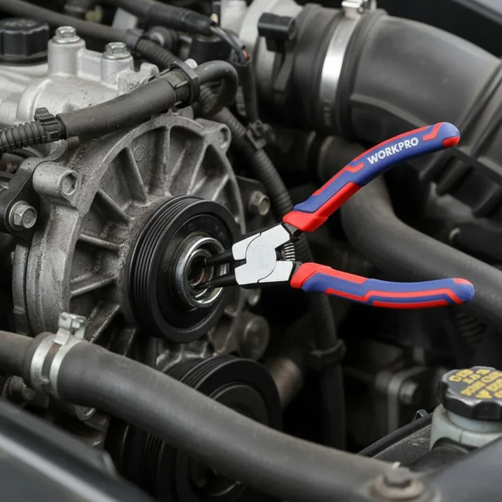 WORKPRO WP231150 180MM Cr-V Düz Yaylı Profesyonel Dış Segman Pensesi