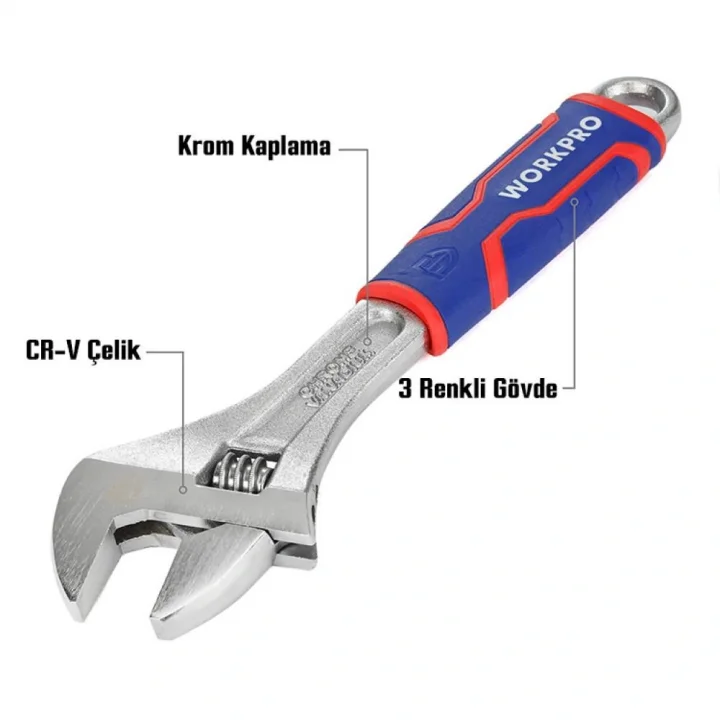 WORKPRO WP272012 250mm Cr-V Profesyonel Kurbağacık Anahtar