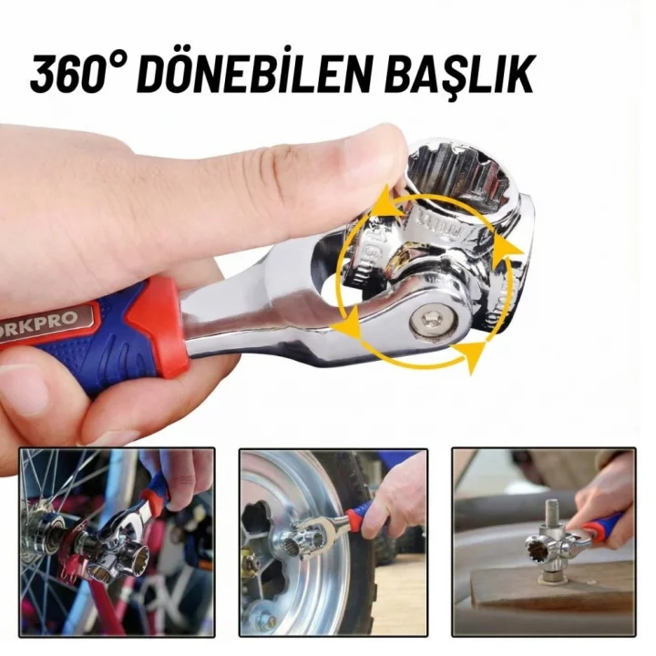 WORKPRO WP272018 8 IN 1 Mafsallı Çok Fonksiyonlu Profesyonel Lokma Anahtarı