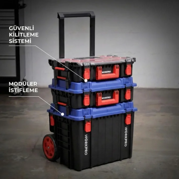 WORKPRO WP283029 24Lt 12 Gözlü Şeffaf Kapaklı İstiflenebilir 56x35x12,5cm Profesyonel Organizer Takım Çantası