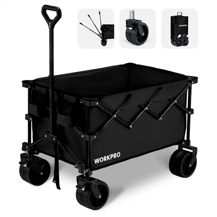 WORKPRO WP285016 100Kg 4 Tekerli Katlanabilir Ağır Hizmet Taşıma Arabası / Plaj Arabası