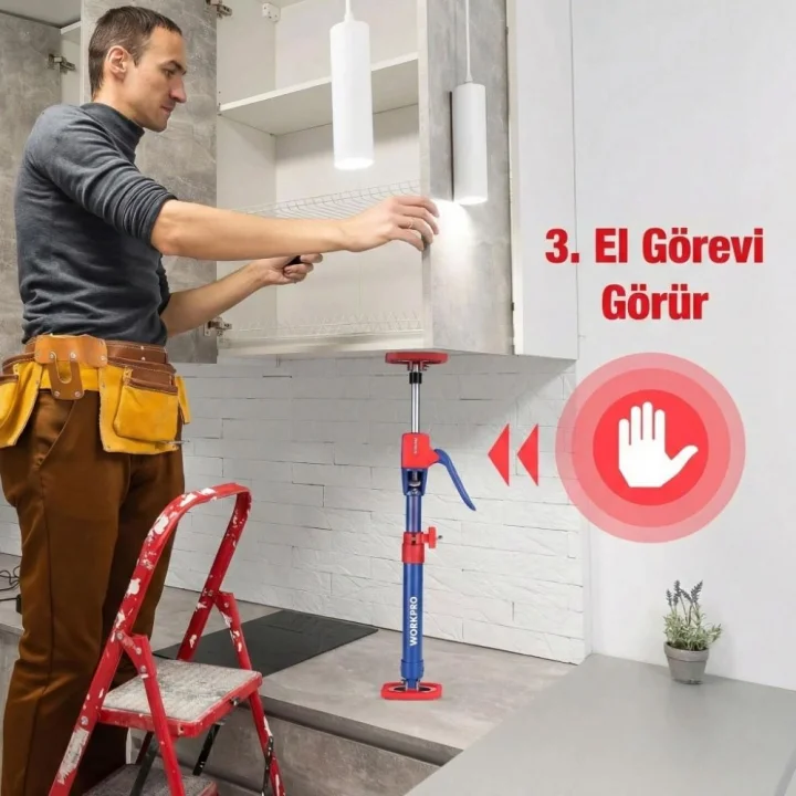 WORKPRO WP289035 60-115cm 70Kg Teleskobik Mandallı Ayarlanabilir 2’Li Çelik Destek Direği + Taşıma Çantası