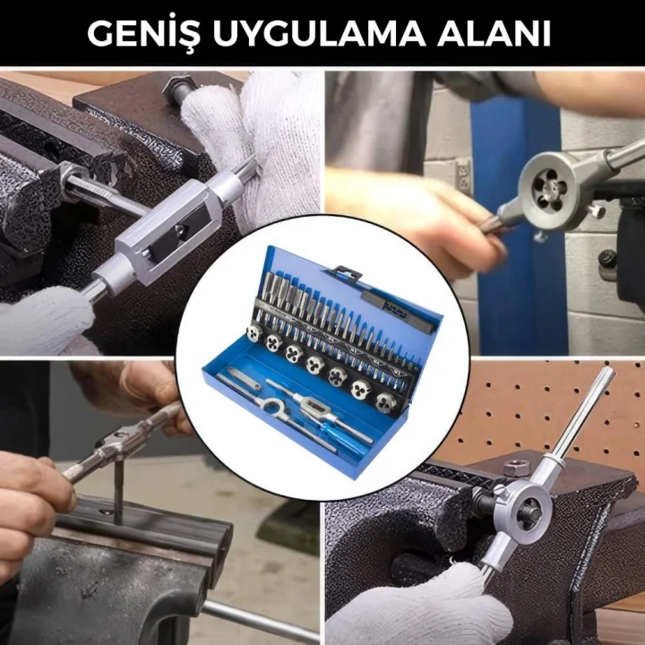 WORKPRO WP309008 32 Parça Profesyonel Metrik Kılavuz ve Pafta Takımı Diş Açma Seti