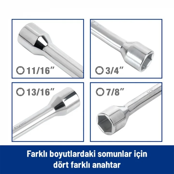 WORKPRO WP314005 17 19 21 23 Cr-V 400mm 4 Kollu Profesyonel Bijon Anahtarı