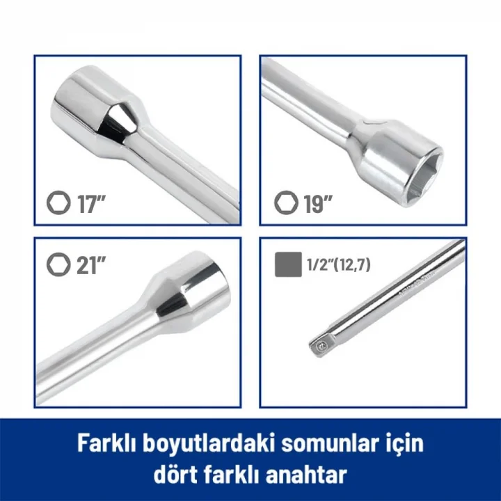 WORKPRO WP314006 17 19 21 1/2’’ Cr-V 400mm 4 Kollu Profesyonel Bijon Anahtarı