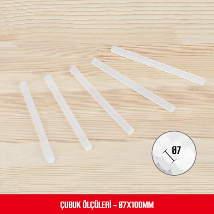 WORKPRO WP432001 7x100mm Sıcak Silikon Tabancası İçin 100 Adet Şeffaf Yedek Silikon/Mum