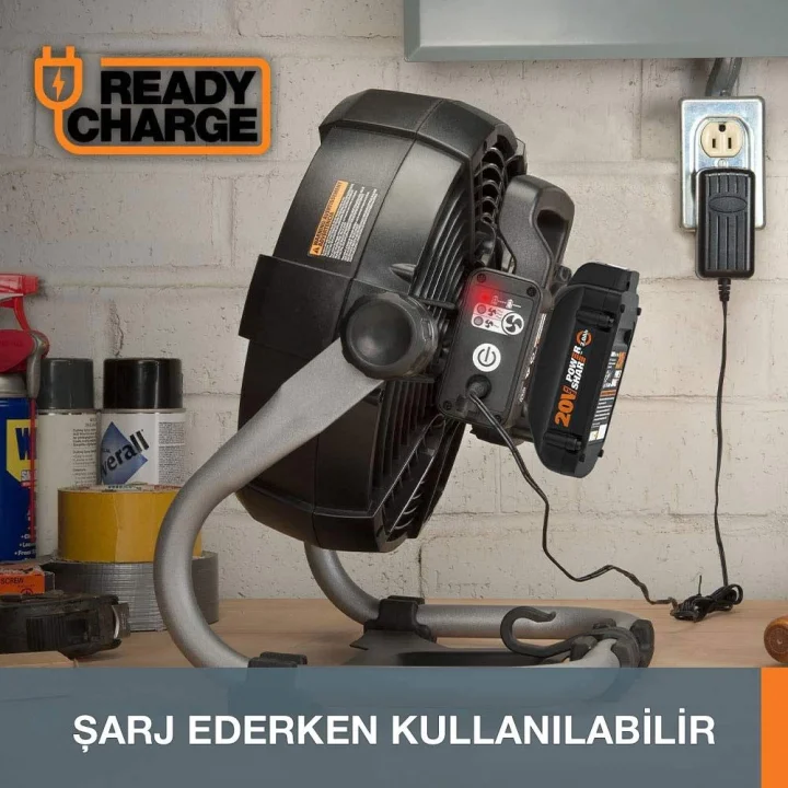 WORX WX095 20Volt 2.0Ah. Li-ion 242mm Profesyonel Hibrit Şantiye Fanı/Vantilatör