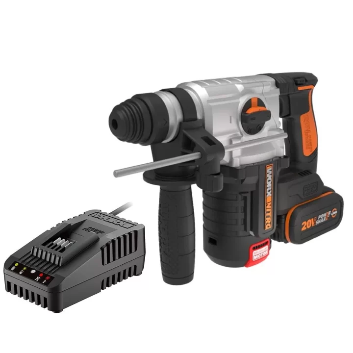 WORX WX380.9C 20Volt 2.0Ah. 2.2J Li-ion Tek Akülü Şarjlı Profesyonel SDS-Plus Pnömatik Kırıcı/Delici