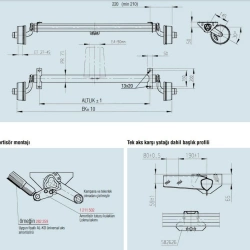 Al-Ko 750Kg 4x100 1400mm Torsiyonlu Frenli Dingil