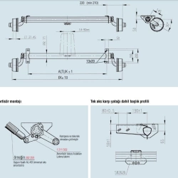 AL-KO B850-10 1000Kg 1400mm Torsiyonlu Frenli Aks Dingil