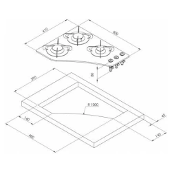 CAN PV1353 Üç Gözlü Ankastre Cam Ocak (Kavisli)