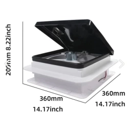 Karavan Tavan Heki 12v 36x36 Cm Led Işıklı Çift Yön Fanlı Sineklikli