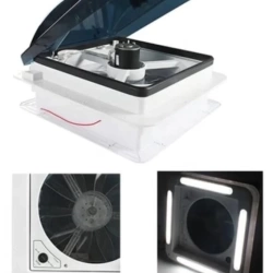 Karavan Tavan Heki 12v 36x36 Cm Led Işıklı Çift Yön Fanlı Sineklikli