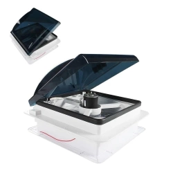 Karavan Tavan Heki 12V 42*42 cm LED Işıklı Çift Yön Fanlı Sineklikli