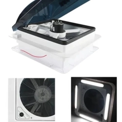 Karavan Tavan Heki 12V 42*42 cm Led Işıklı Çift Yönlü Fanlı Sineklikli