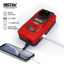 KOBB KBN150 12V/220V 150Watt Modifiye Sinüs Dönüştürücü İnvertör