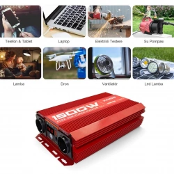 KOBB KBN1500 12V/220V 1500Watt Tam Sinüs Dönüştürücü İnvertör