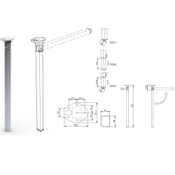 Lippert Astro VS3 40x32x720mm Dipten Kırmalı Sabit Masa Ayağı